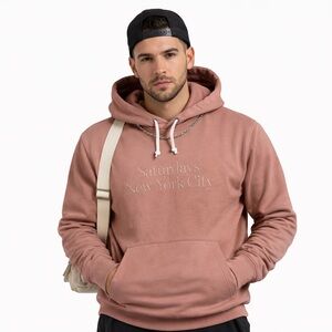 Saturdays New York City Blush Dusty Rose Embroidered Hoodie Sweatshirt Size XL